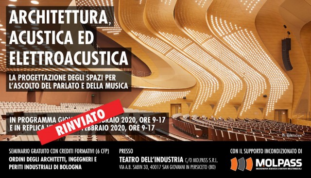 RINVIATO - Seminario Architettura, Acustica ed Elettroacustica del 27-28 febbraio