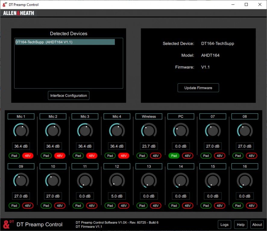 Allen&Heath DT Preamp Control Software Allen&Heath DT Preamp Control Software